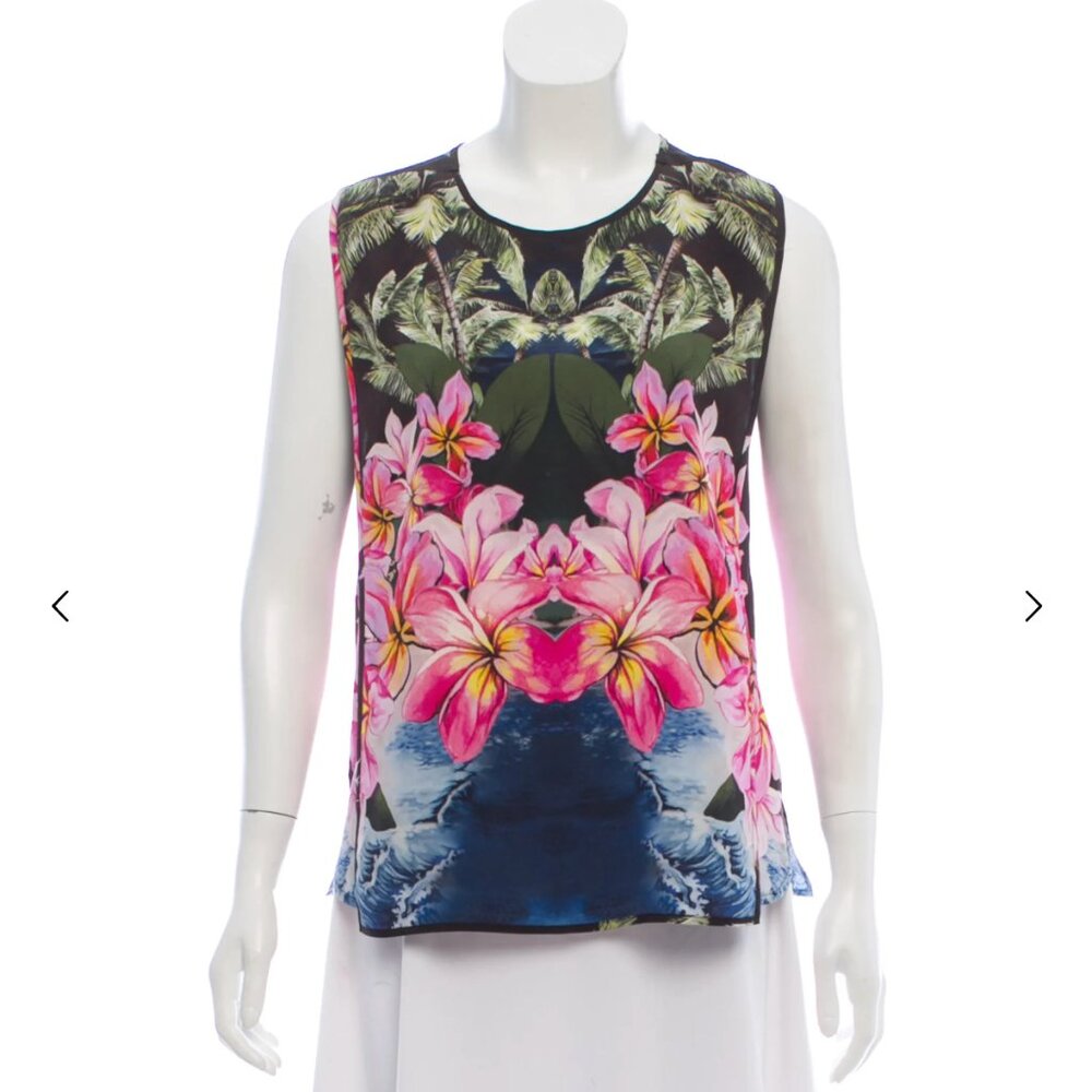 Stella McCartney Tropical Floral Sleeveless Silk Top - Size: XS | US0, IT36